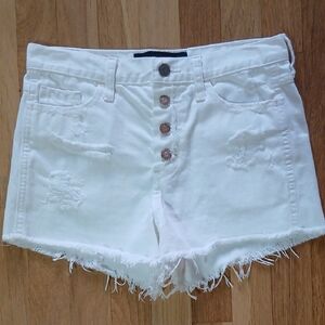 Hollister White Frayed Jean Shorts